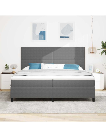 Letto a molle con testiera Grigio chiaro e bianco 200 x 200 cm