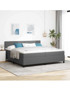 Letto a Sorgente LED Grigio chiaro e bianco 200 x 200 cm