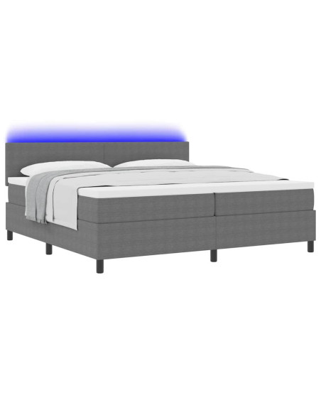 Letto a Sorgente LED Grigio chiaro e bianco 200 x 200 cm