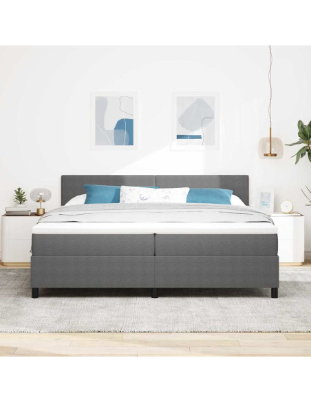 Letto a Sorgente LED Grigio chiaro e bianco 200 x 200 cm