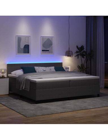 Letto a Sorgente LED Grigio chiaro e bianco 200 x 200 cm