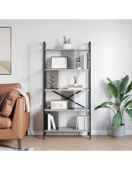 Libreria Grigio Sonoma 75 x 30 x 156 cm Legno multistrato
