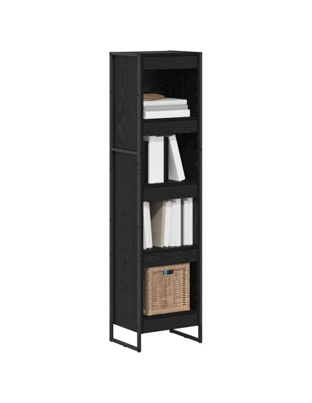 Armadio per Libri Rovere Nero 80 x 30 x 155 cm