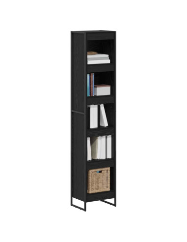 Armadio per Libri Rovere Nero 80 x 30 x 155 cm