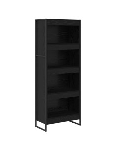 Armadio per Libri Rovere Nero 80 x 30 x 155 cm 2