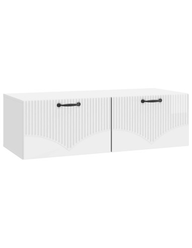 Mobile Porta TV da Muro Bianco Lucido 98 x 41 x 30 cm