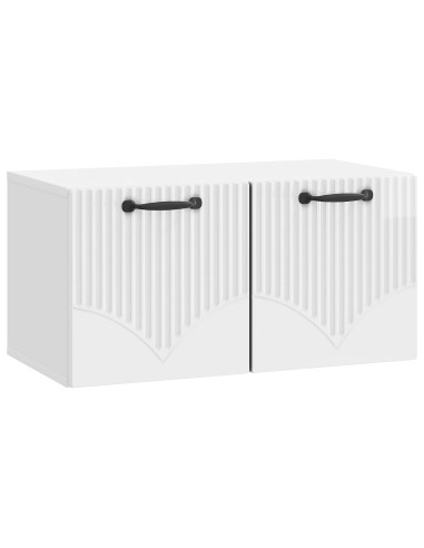 Mobile Porta TV da Muro Bianco Lucido 59,5 x 31 x 30 cm