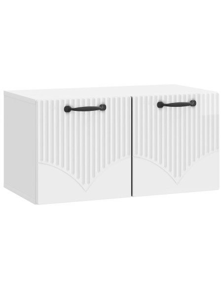 Mobile Porta TV da Muro Bianco Lucido 59,5 x 31 x 30 cm