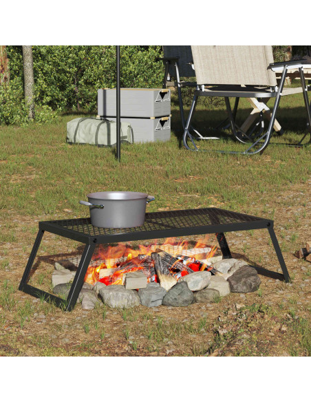 Griglia da Campeggio Pieghevole Nero 58 x 31 x 2 cm