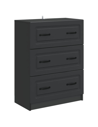 Mobile con Cassetti Nero 66 x 34,5 x 87 cm Legno ingegnerizzato