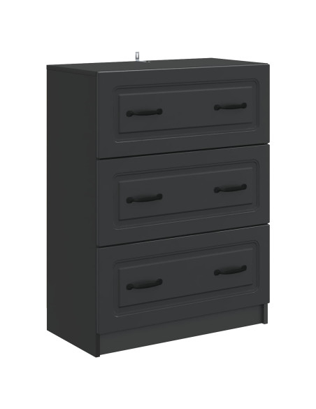 Mobile con Cassetti Nero 66 x 34,5 x 87 cm Legno ingegnerizzato