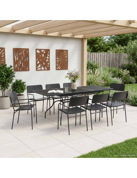 Set da Pranzo per Giardino 9 pcs Antracite Acciaio