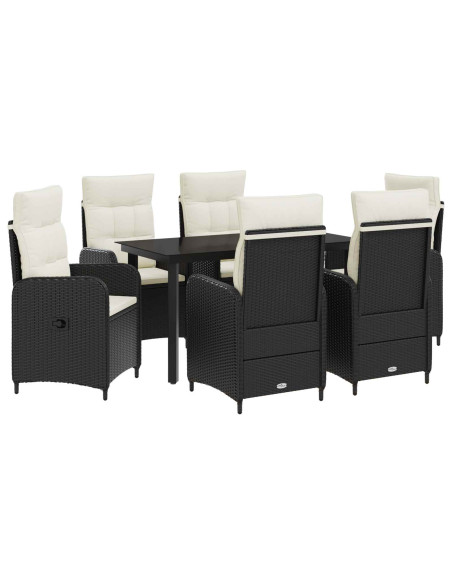 Set Tavolo da Salotto con cuscino 7 pcs Nero e Bianco Crema