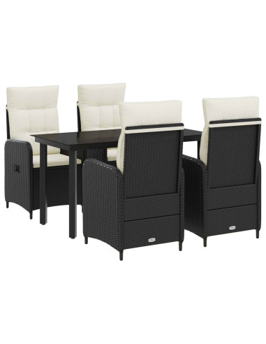 Set Tavolo da Salotto con cuscino 5 pcs Nero e Bianco Crema