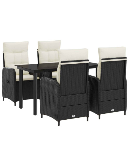 Set Tavolo da Salotto con cuscino 5 pcs Nero e Bianco Crema