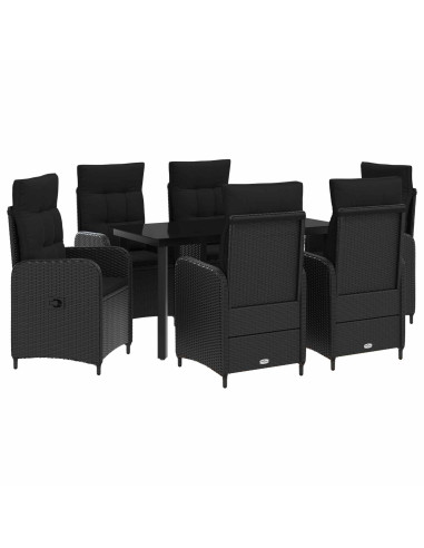 Set Tavolo da Salotto con cuscino con cuscino 7 pcs Nero