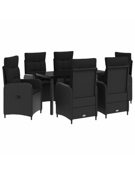 Set Tavolo da Salotto con cuscino con cuscino 7 pcs Nero