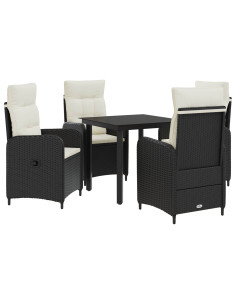 Set Tavolo da Salotto con cuscino 5 pcs Nero e Bianco Crema