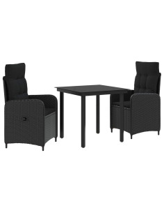 Set Tavolo da Salotto con cuscino con cuscino 3 pcs Nero