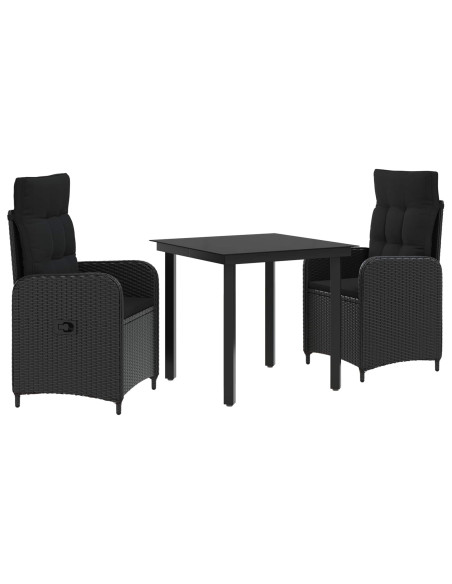 Set Tavolo da Salotto con cuscino con cuscino 3 pcs Nero