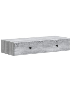 Tavolino da Parete Laterale Grigio Sonoma 87,5 x 34,5 x 17 cm