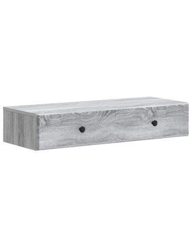 Tavolino da Parete Laterale Grigio Sonoma 87,5 x 34,5 x 17 cm