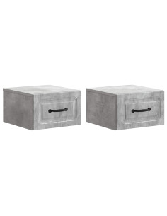 Mobiletto da notte a muro con cassetto 2 pcs Grigio Cemento