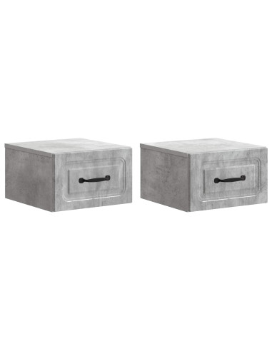 Mobiletto da notte a muro con cassetto 2 pcs Grigio Cemento