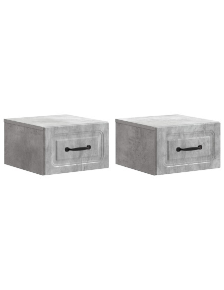 Mobiletto da notte a muro con cassetto 2 pcs Grigio Cemento