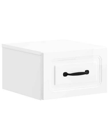 Mobiletto da notte a muro Bianco Lucido 34,5 x 33 x 20 cm