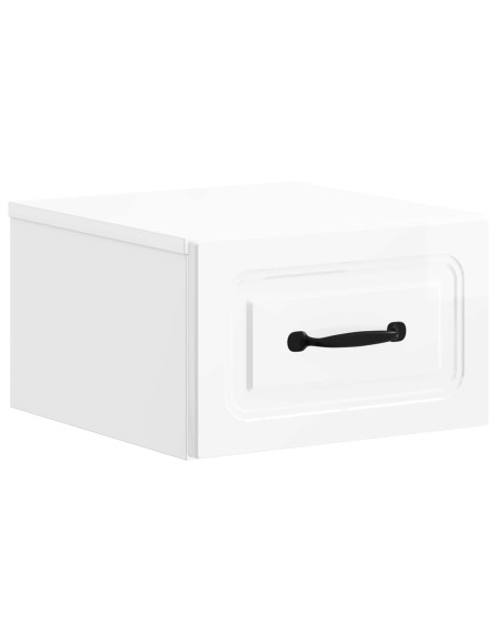 Mobiletto da notte a muro Bianco Lucido 34,5 x 33 x 20 cm