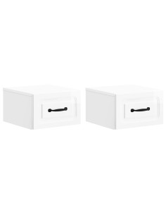 Mobiletto da notte a muro 2 pcs Bianco Lucido 34,5 x 33 x 20 cm