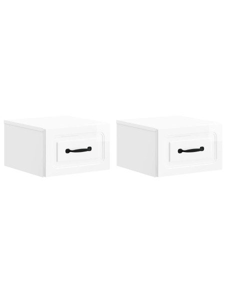 Mobiletto da notte a muro 2 pcs Bianco Lucido 34,5 x 33 x 20 cm