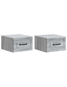 Mobiletto da notte a muro 2 pcs Grigio Sonoma 34,5 x 33 x 20 cm