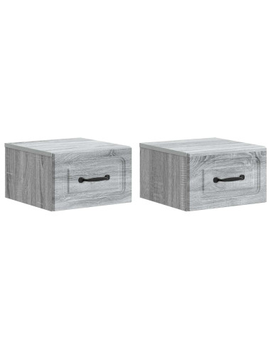 Mobiletto da notte a muro 2 pcs Grigio Sonoma 34,5 x 33 x 20 cm