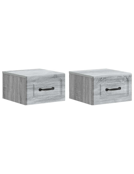 Mobiletto da notte a muro 2 pcs Grigio Sonoma 34,5 x 33 x 20 cm