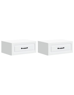 Mobiletto da notte a muro 2 pcs Bianco 49 x 34,5 x 20 cm