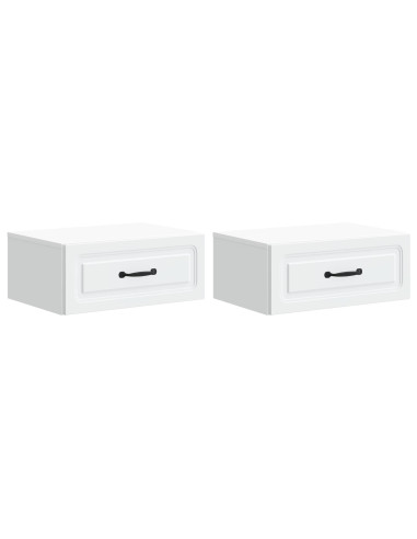 Mobiletto da notte a muro 2 pcs Bianco 49 x 34,5 x 20 cm