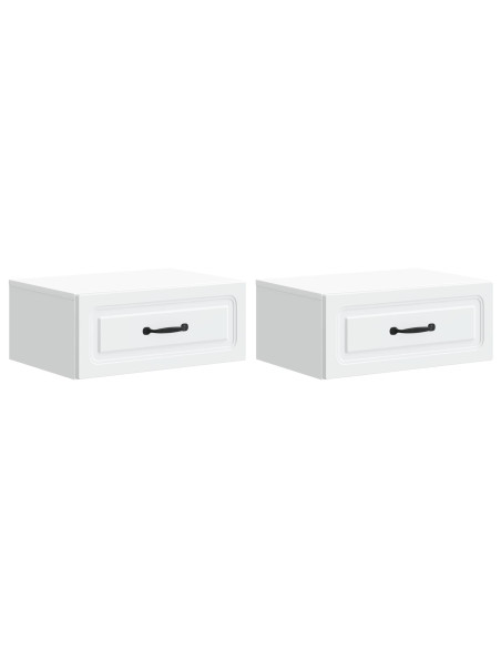 Mobiletto da notte a muro 2 pcs Bianco 49 x 34,5 x 20 cm