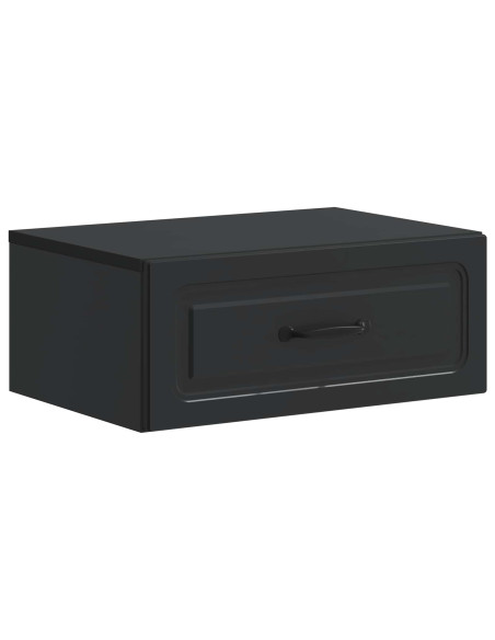 Mobiletto da notte a muro con cassetto Nero 49 x 34,5 x 20 cm