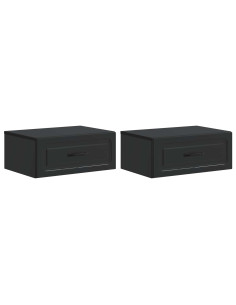 Mobiletto da notte a muro 2 pcs Nero 49 x 34,5 x 20 cm