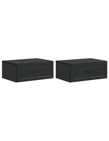Mobiletto da notte a muro 2 pcs Nero 49 x 34,5 x 20 cm