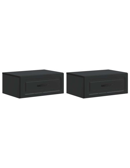 Mobiletto da notte a muro 2 pcs Nero 49 x 34,5 x 20 cm