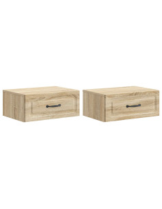 Mobiletto da notte a muro 2 pcs Rovere Sonoma 49 x 34,5 x 20 cm