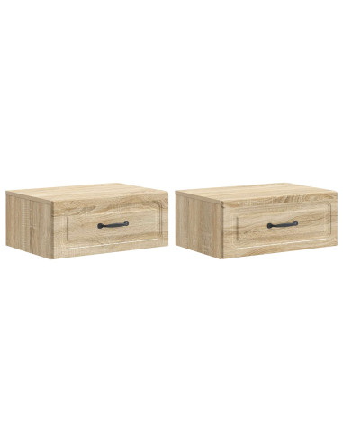 Mobiletto da notte a muro 2 pcs Rovere Sonoma 49 x 34,5 x 20 cm