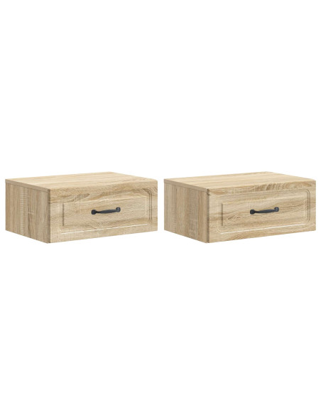 Mobiletto da notte a muro 2 pcs Rovere Sonoma 49 x 34,5 x 20 cm