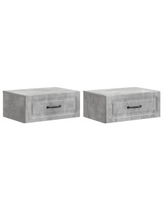 Mobiletto da notte a muro con cassetto 2 pcs Grigio Cemento