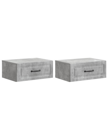 Mobiletto da notte a muro con cassetto 2 pcs Grigio Cemento