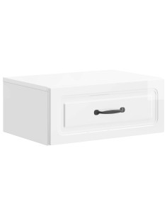 Mobiletto da notte a muro Bianco Lucido 49 x 34,5 x 20 cm