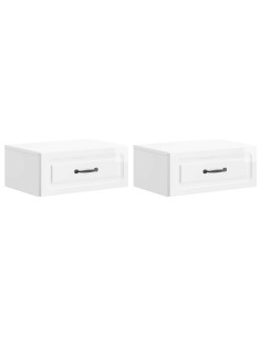 Mobiletto da notte a muro 2 pcs Bianco Lucido 49 x 34,5 x 20 cm